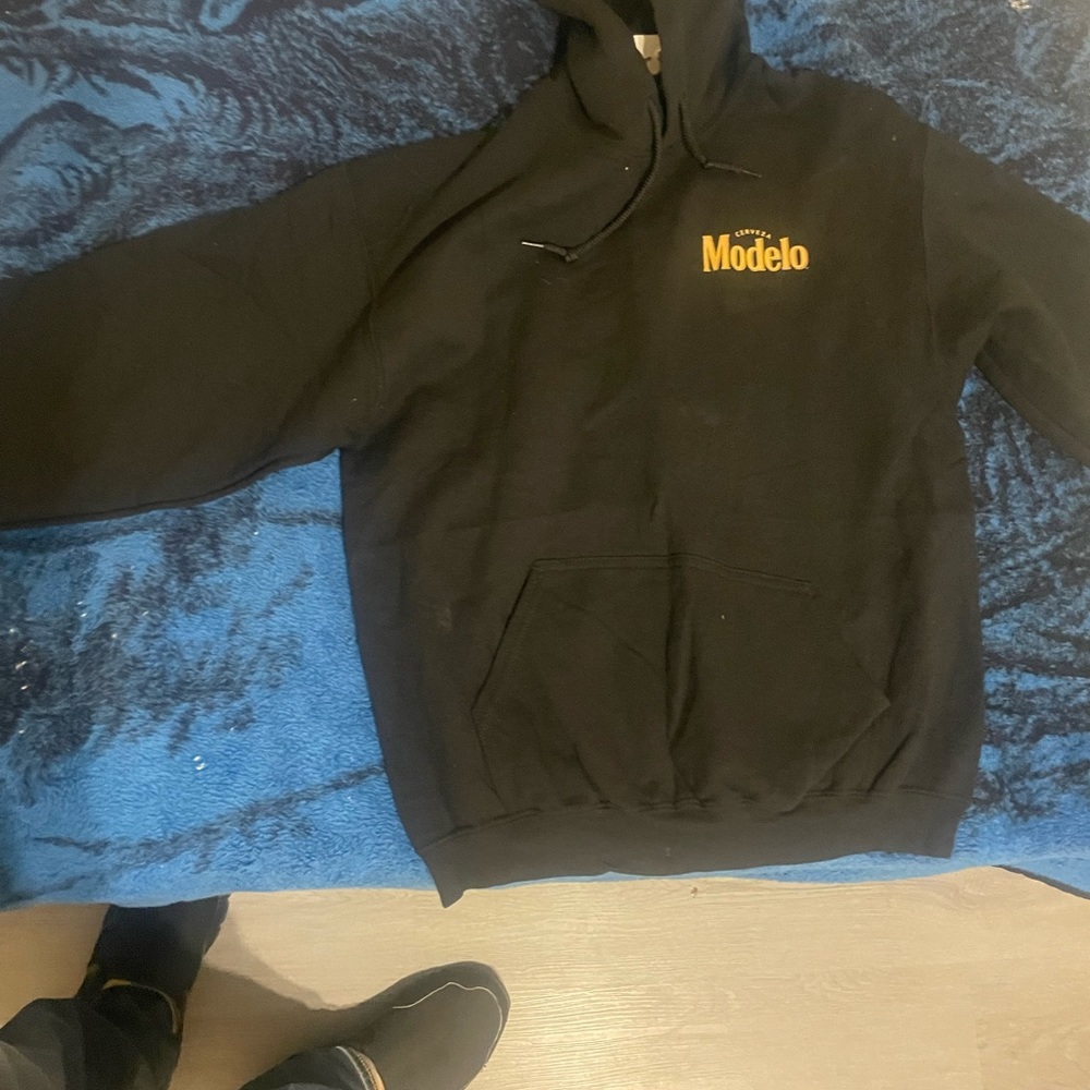 ModelCo Black Pullover Hoodie with Yellow Logo